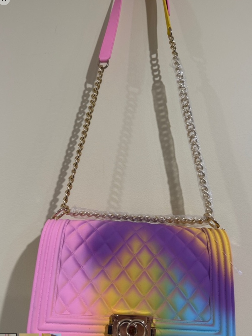 Fashion!Quilted Gradient Shoulder Bag in Pink & Purple